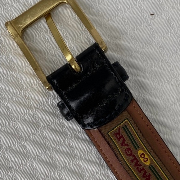 TRAFALGAR Mens 36 Cortina LEATHER BELT - Black - Made In USA Gold Tone Buckle main image 8